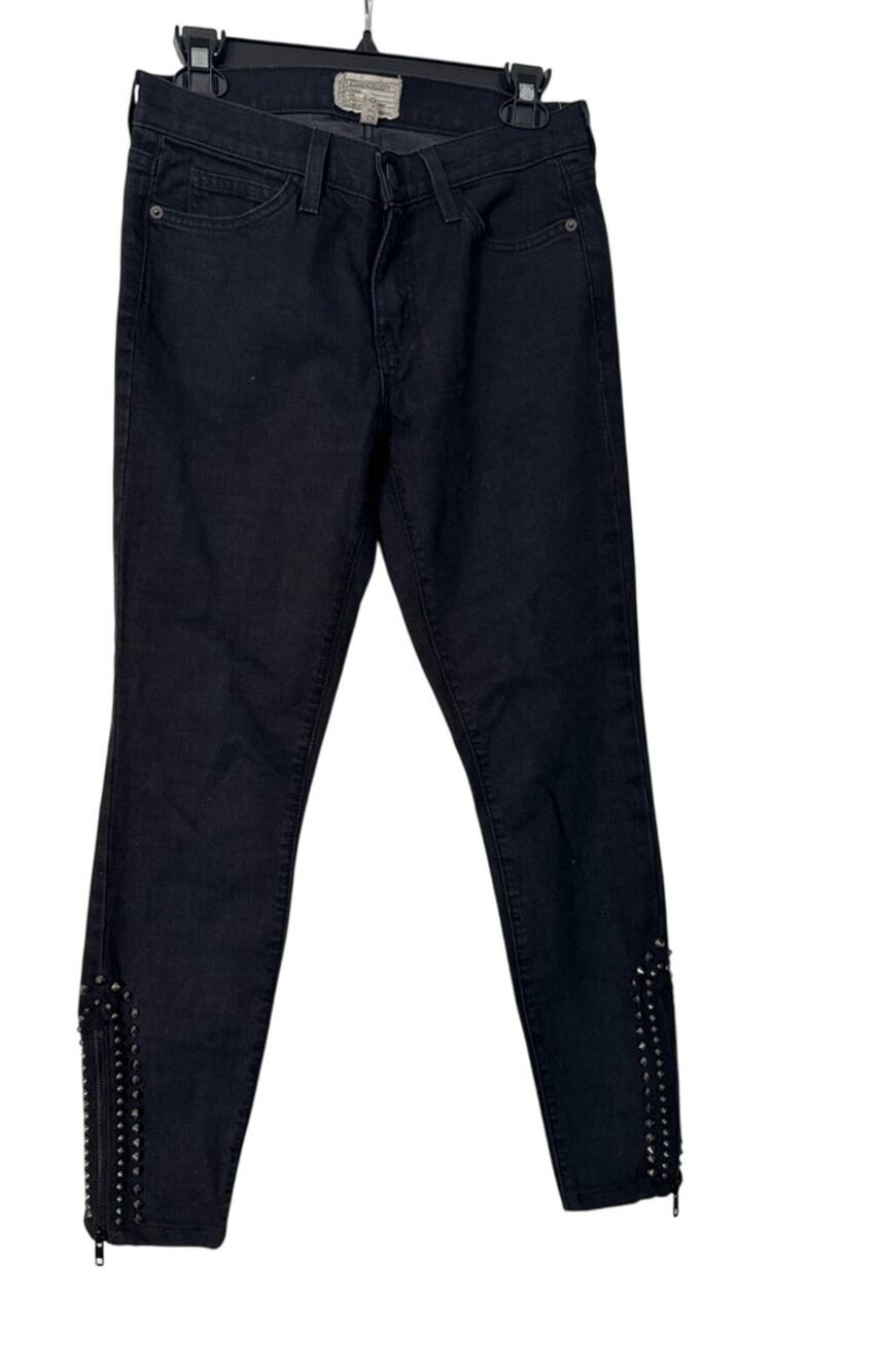 Current/Elliott Silver Studded Black Denim Jeans Sz 27 Grunge Goth